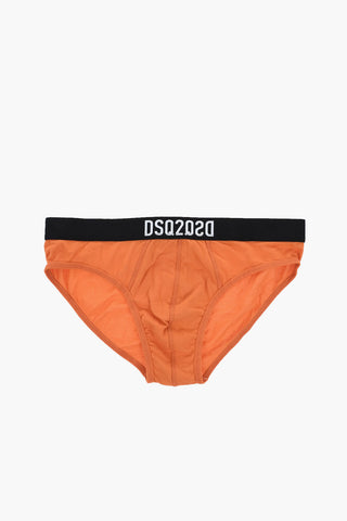Stretch Cotton Briefs with Logo Elastic Waistband