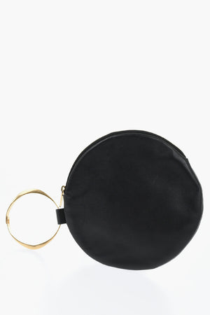 Wrist Bag ROUND in Pelle con Chiusura a Zip