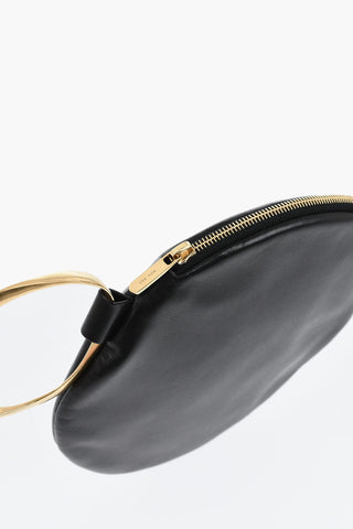 Wrist Bag ROUND in Pelle con Chiusura a Zip