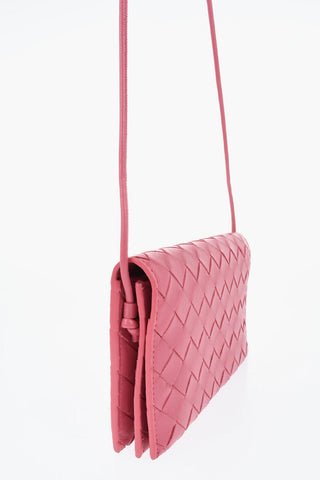 Portafoglio in Pelle Intrecciata con Tracolla