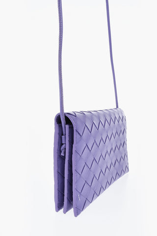Portafoglio in Pelle Intrecciata con Tracolla