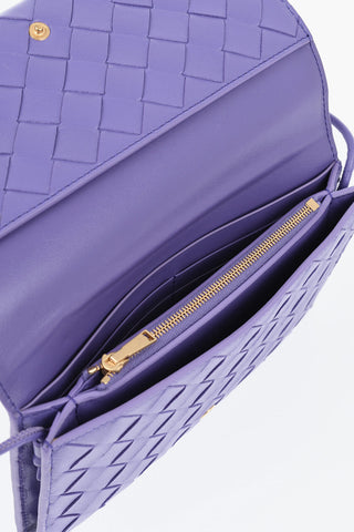 Portafoglio in Pelle Intrecciata con Tracolla