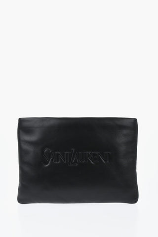 Gepolstertes Leder-Pouch Mit Ton-In-Ton-Logo