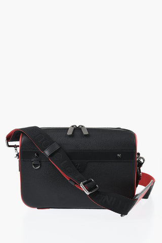 Two-Tone Textured Leather Bag with Removable Strap