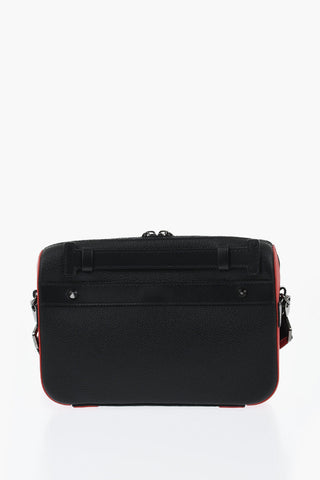 Two-Tone Textured Leather Bag with Removable Strap