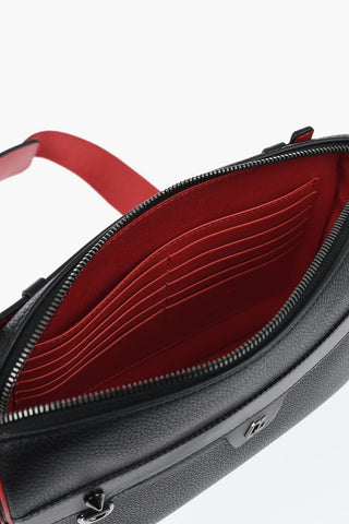 Two-Tone Textured Leather Bag with Removable Strap