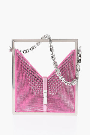 Mini Borsa a Mano in Pelle con Strass All-Over