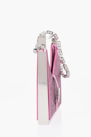 Mini Borsa a Mano in Pelle con Strass All-Over