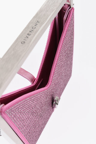 Mini Borsa a Mano in Pelle con Strass All-Over