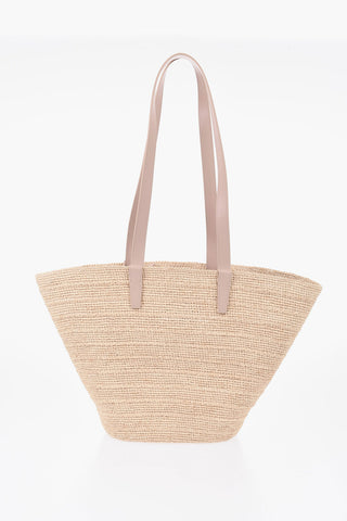 Raffia Tote Bag SUPPLE with Leather Trims