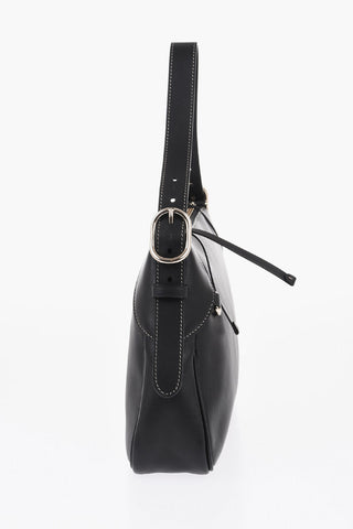 Schultertasche aus Leder mit Logo in Goldoptik