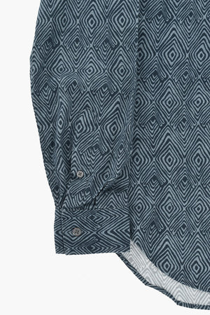 CC COLLECTION Linen Blend Shirt with Geometric Pattern
