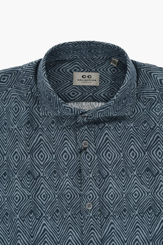 CC COLLECTION Hemd aus Leinenmischung mit geometrischem Muster