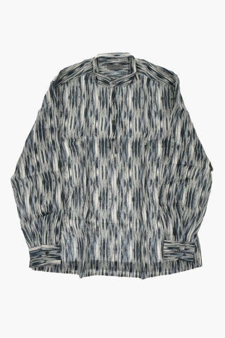 Camicia in Lino Fantasia con Collo Coreano