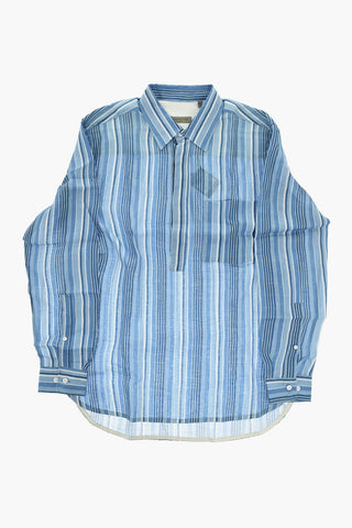 CIRCLE Camicia in Lino a Righe con Spacchi Laterali