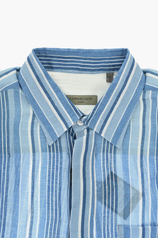 CIRCLE Camicia in Lino a Righe con Spacchi Laterali