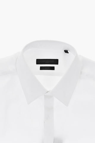 CODE Camicia Slim Fit in Tinta Unita con Abbottonatura a Scomparsa