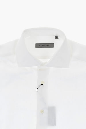 Camicia in Cotone a Motivo Herringbone con Gemelli