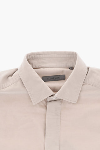 Camicia in Velour con Abbottonatura a Scomparsa