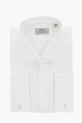 CC COLLECTION Camicia in Tinta Unita con Gemelli e Abbottonatura a Scomparsa
