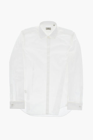 CC COLLECTION Camicia in Tinta Unita con Gemelli e Abbottonatura a Scomparsa