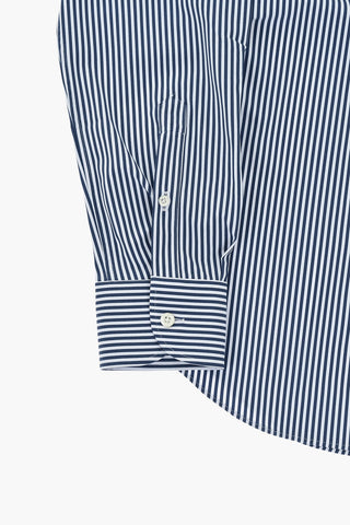 Striped Stretch Fabric Shirt with French Collar