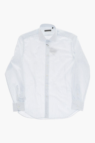 Poplin Cotton Striped Shirt with French Collar