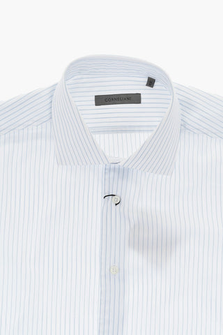 Poplin Cotton Striped Shirt with French Collar