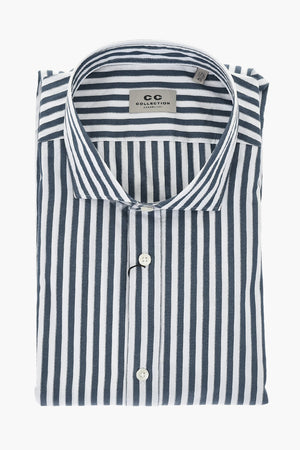 Awning-Striped Shirt with French Collar