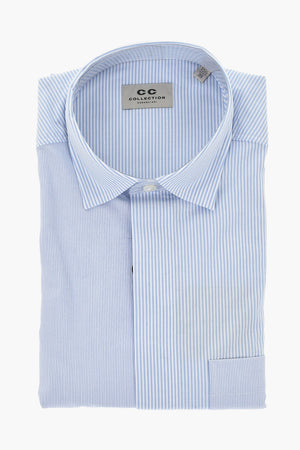 CC COLLECTION Poplin Shirt with Striped Pattern and Chest Pocket