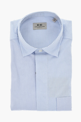 CC COLLECTION Camicia in Popeline con Motivo a Righe e Taschino
