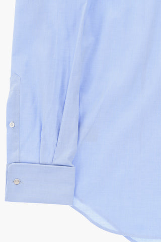 Camicia in Cotone a Motivo Herringbone con Gemelli