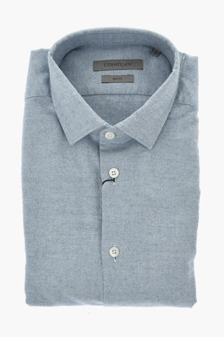 Cotton and Cashmere Shirt with Italian Collar