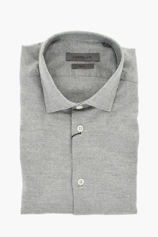 Slim Fit Flannel Shirt with French Collar