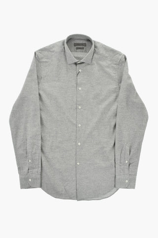 Slim Fit Flannel Shirt with French Collar