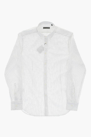 Cotton Poplin Striped Shirt with Button-Down Collar