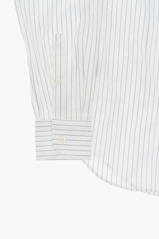 Cotton Poplin Striped Shirt with Button-Down Collar