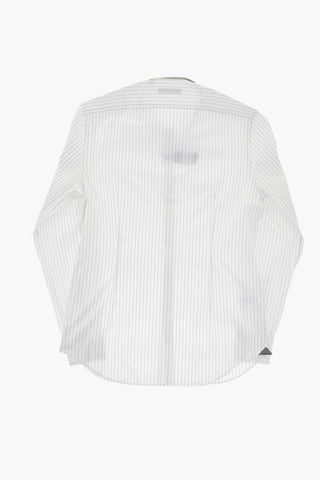 Cotton Poplin Striped Shirt with Button-Down Collar