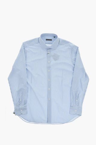 Two-Tone Striped Shirt with French Collar