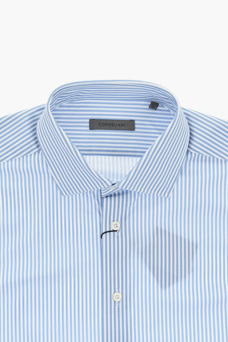 Camicia a Righe Bicolore con Collo Francese