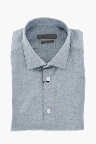 Cotton and Cashmere Shirt with Italian Collar