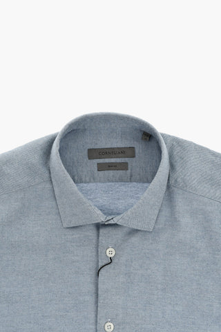 Cotton and Cashmere Shirt with Italian Collar
