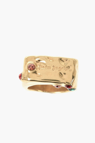 Messingring Mit Goldfarbenem Effekt Verziert Mit Strass