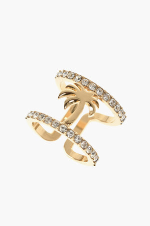 Gold-Tone Brass Ring with Rhinestones