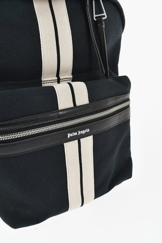 Maxi-Rucksack aus Baumwolle mit Lederbesatz