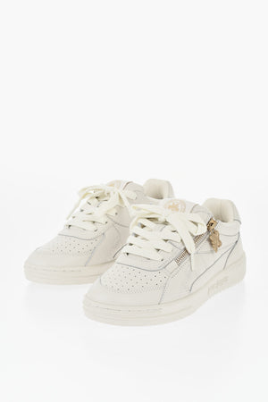 Sneakers Basse in Pelle Martellata con Zip Dorata