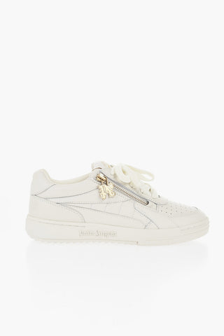 Sneakers Basse in Pelle Martellata con Zip Dorata