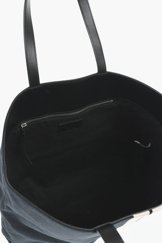 Baumwoll-Tote-Bag Mit Kontrastband Und Ledergriffen
