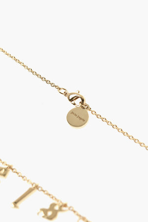 Gold-Effect Necklace with Logo Pendants