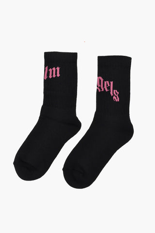 Stretch Cotton Socks with Contrast Logo